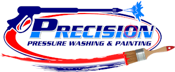 A logo for precision pressure washing and painting