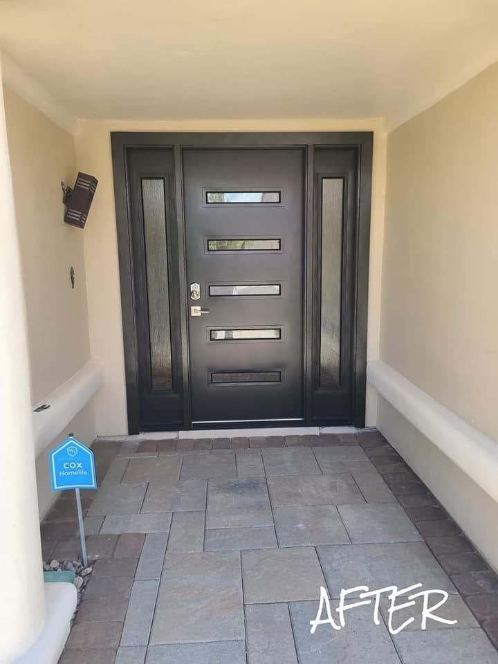 A picture of a door after being painted black.