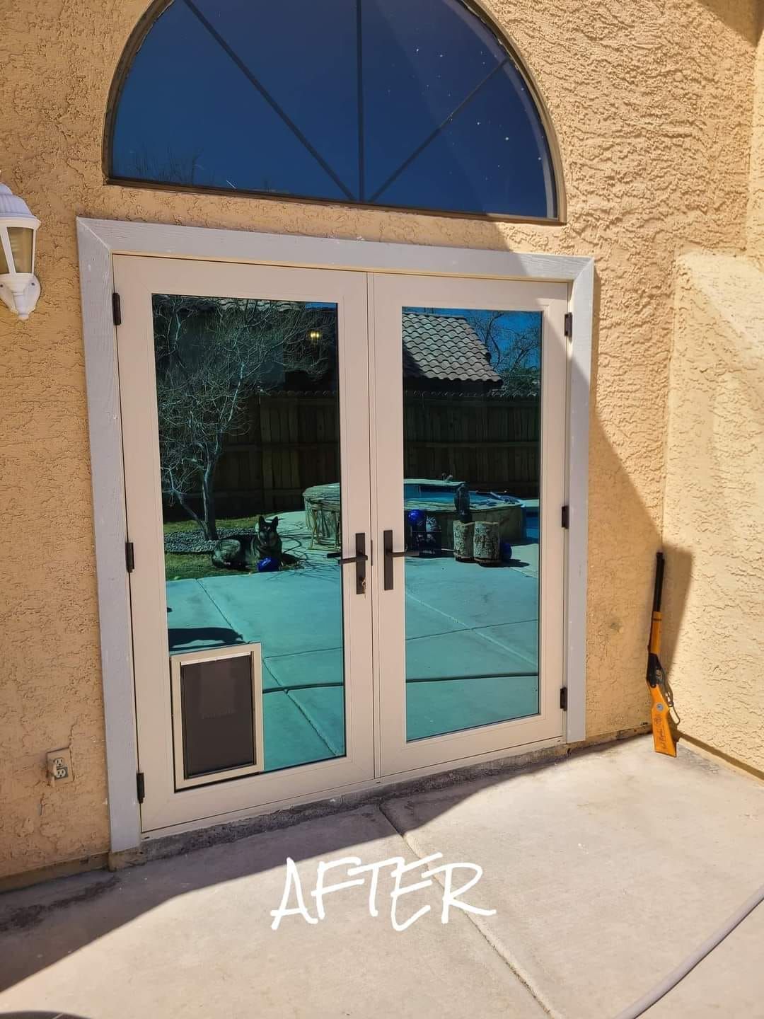 A picture of a door with the word after on it