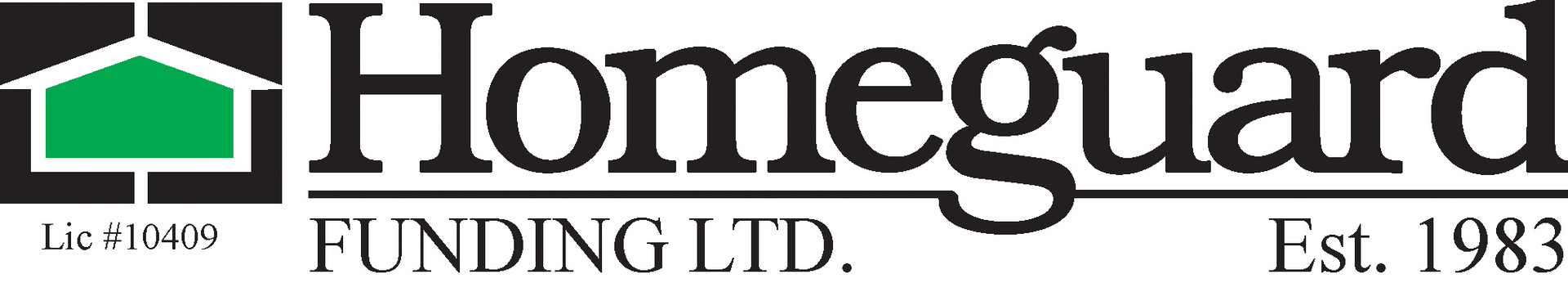 Homeguard logo: green house icon,