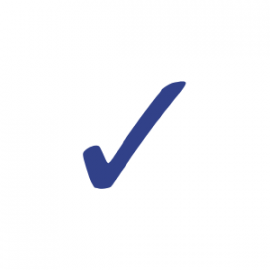Blue check mark on a white background