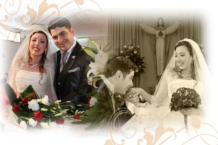 primo piano di sposi e posa con il bouquet