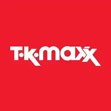 TK Maxx logo: White letters on red background.
