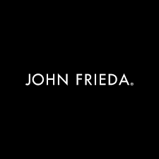 John Frieda logo in white text on a black background.