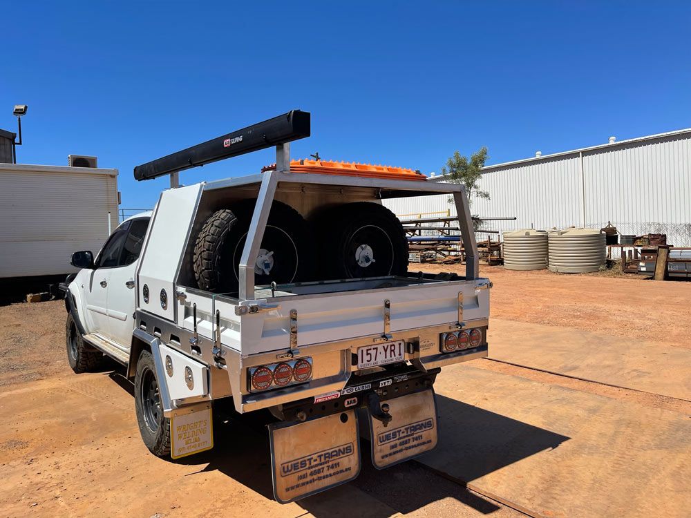 Back Of The Pick Up With Aluminum Tray And Aluminum Toolboxes — Wright's Welding Operations In Ryan, QLD