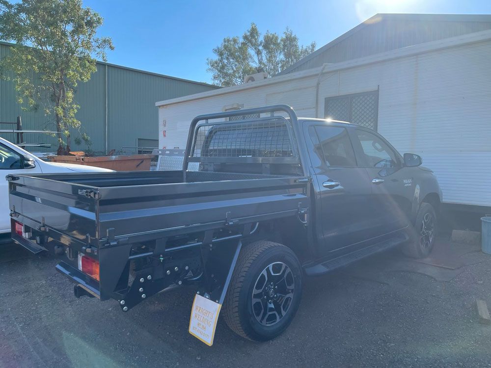 Black Pick up Parked On The Welding Shop — Wright's Welding Operations In Ryan, QLD