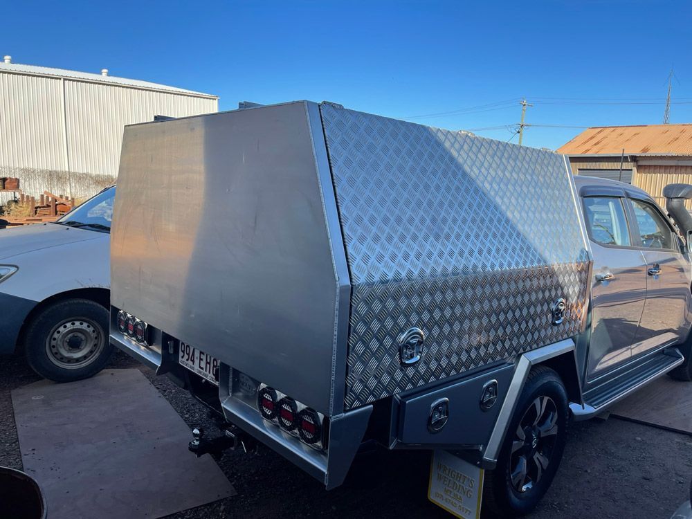 New Canopy On The Gray Pick Up Vehicle — Wright's Welding Operations In Ryan, QLD