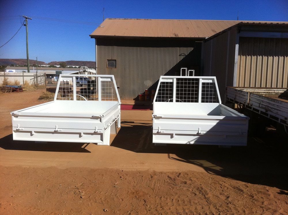 Two Customize White UTE Trays — Wright's Welding Operations In Ryan, QLD