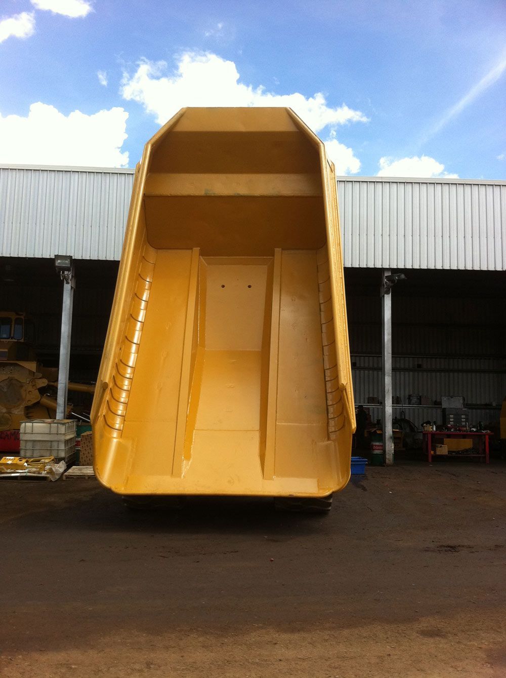 Yellow Loader Truck At The Welding Shop Repair — Wright's Welding Operations In Ryan, QLD
