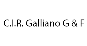 Testo nero con la scritta “CIR Galliano G & F” su sfondo bianco