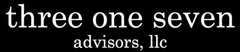 White text on black background: “three one seven” and “advisors, llc”.