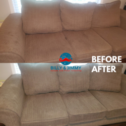 a before and after picture of a couch from billy and jimmy