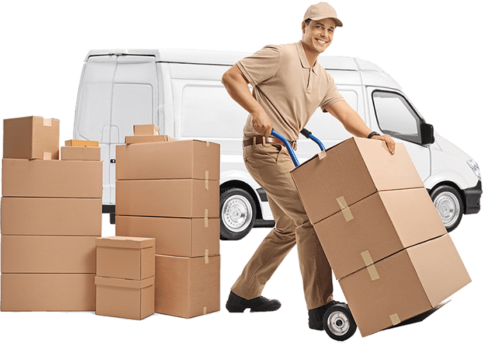 White Moving Truck and a Male Worker Loading Boxes — West Virginia — Watts Brothers Moving