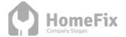 Logo: gray house shape with wrench,