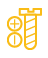 Yellow bolt next to two circles with plus and minus signs.