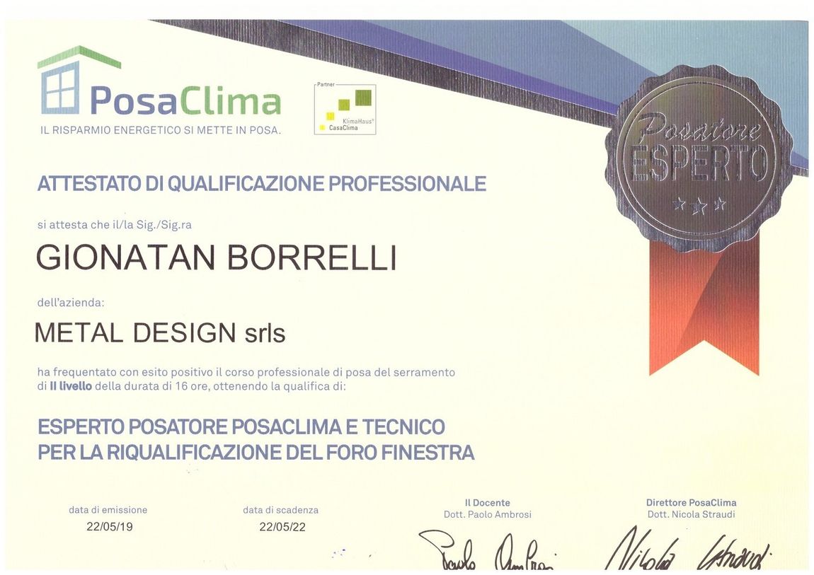 certificato Posaclima