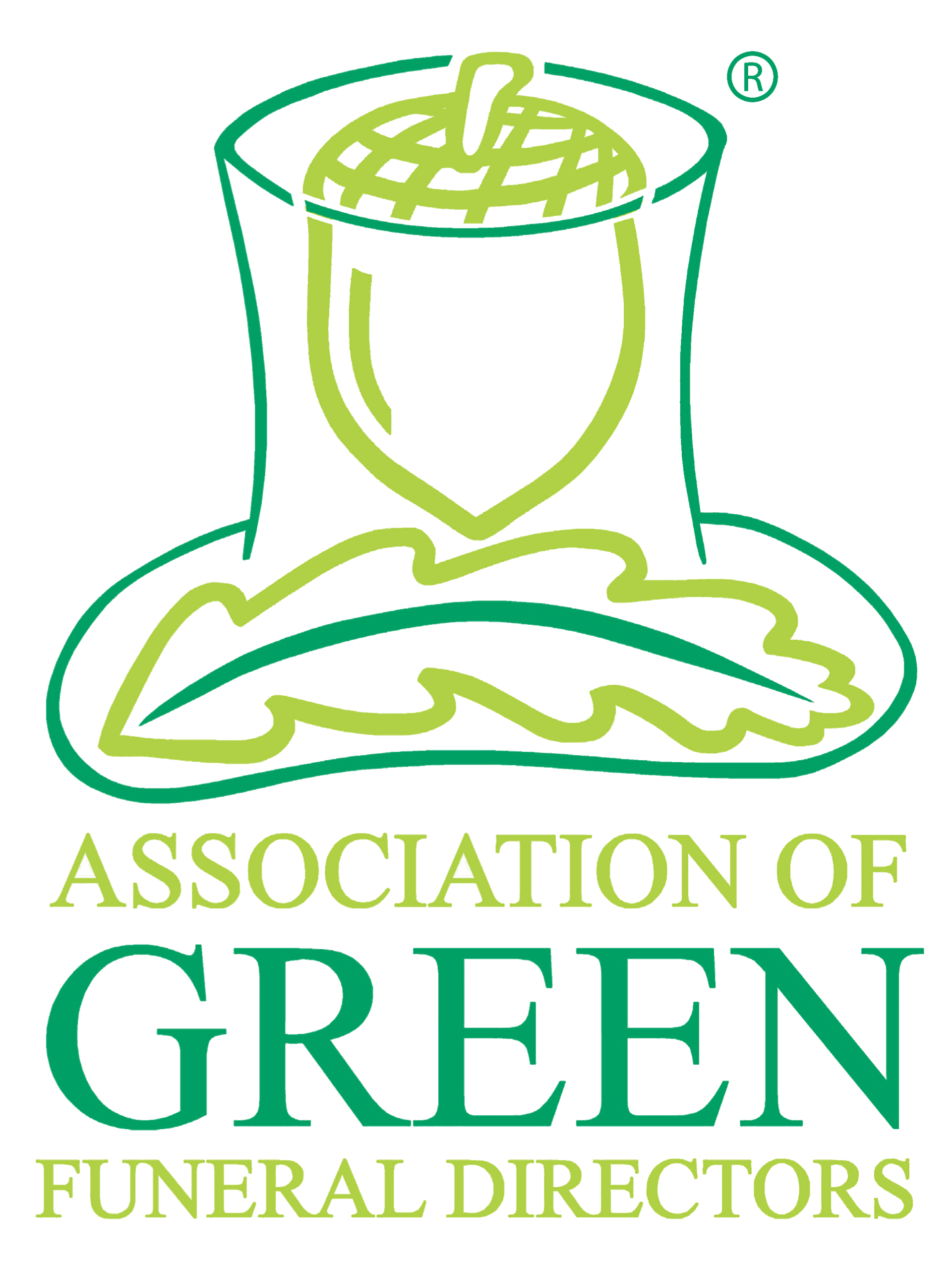 A logo for the association of green funeral directors