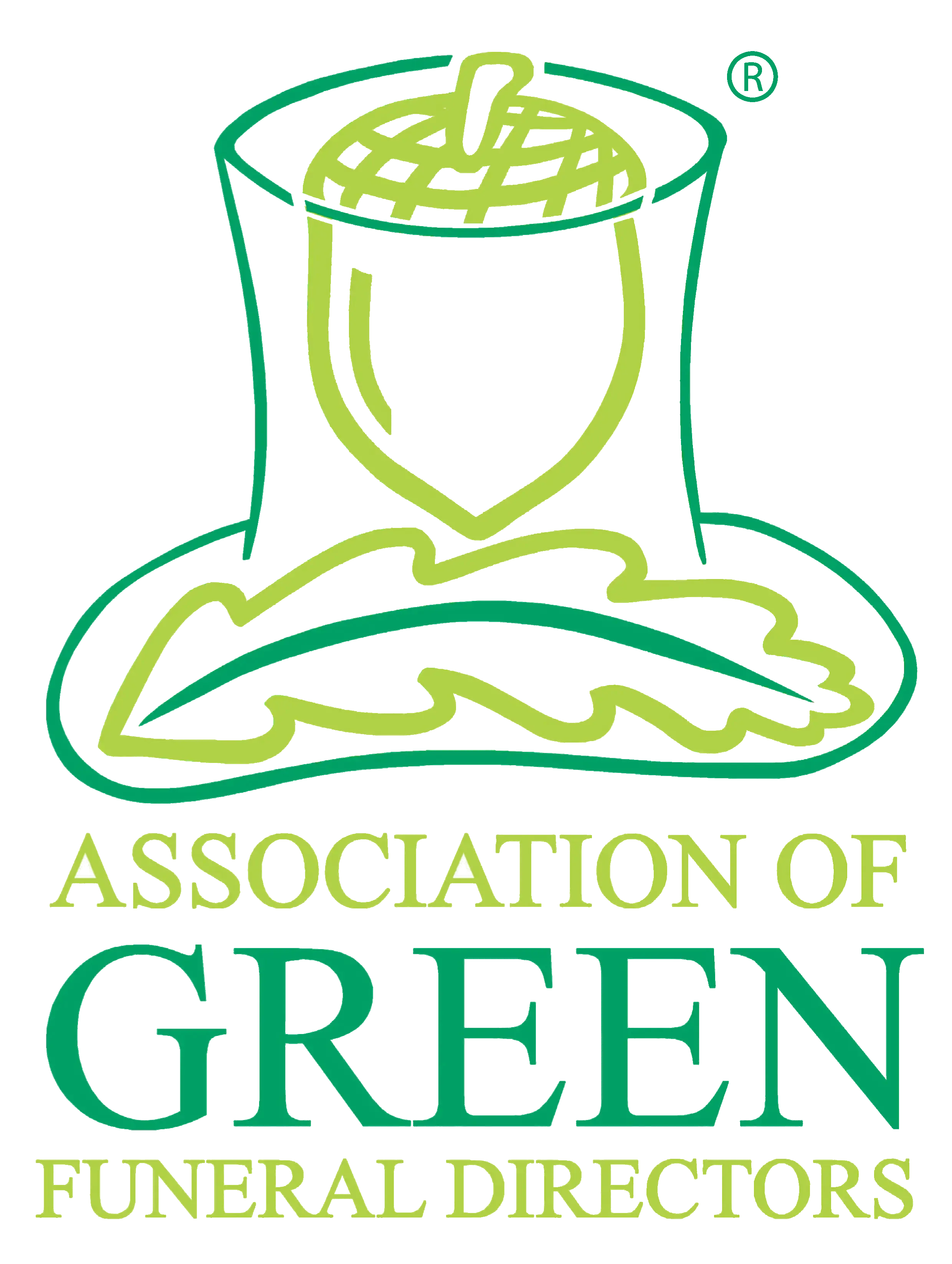 A logo for the association of green funeral directors