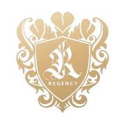 A gold shield with the letter r on it