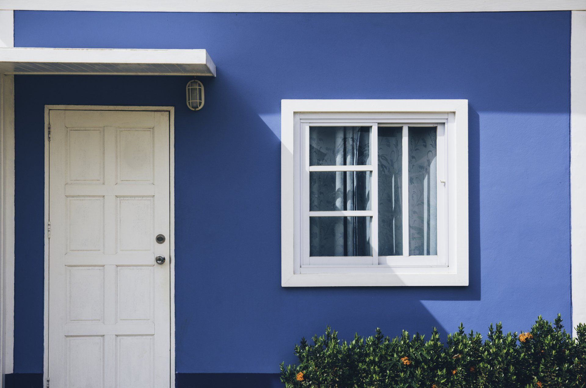 Windows — White Window and Door in Blue House in Omaha, NE