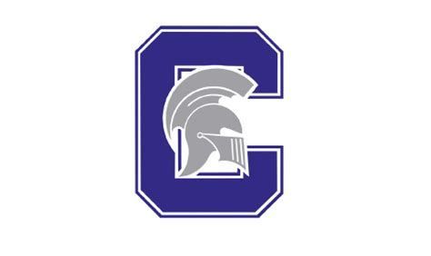 A purple letter c with a spartan helmet on it.
