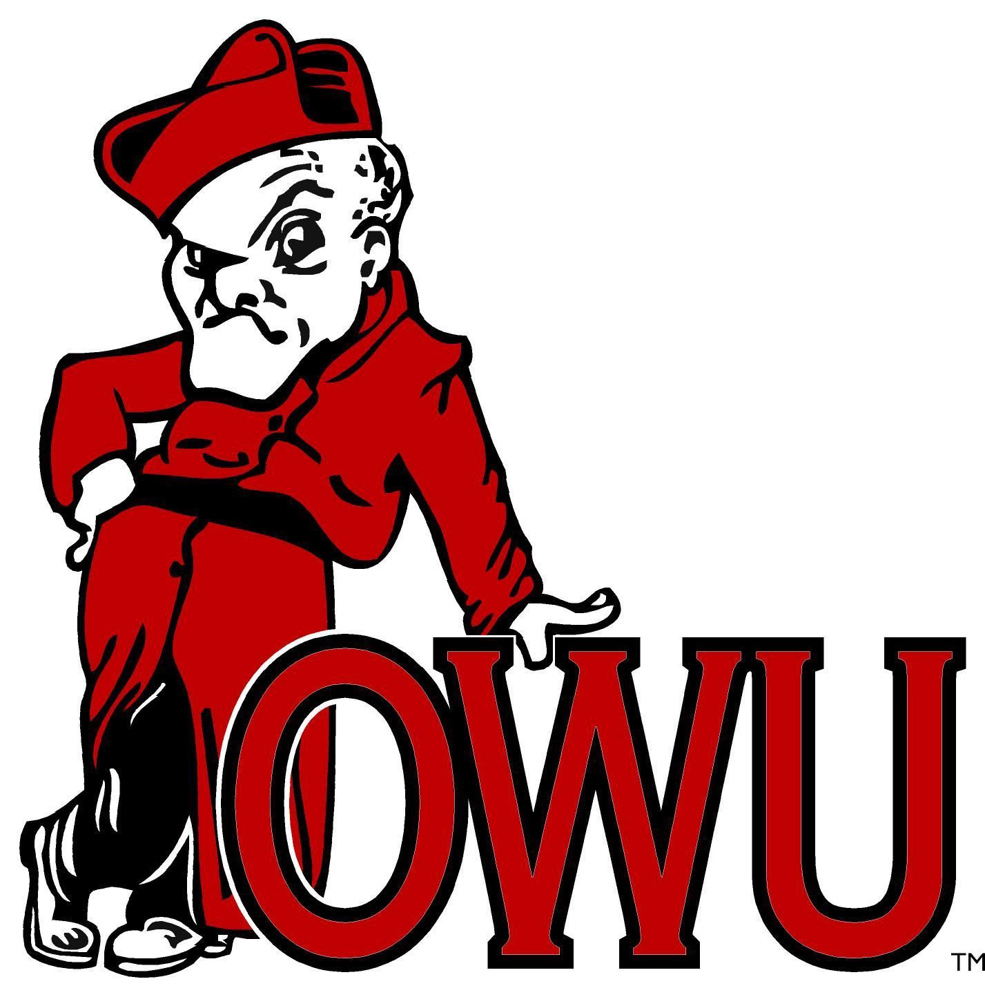 A cartoon character is sitting on the word owu