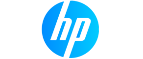 Um logotipo HP azul e branco em um fundo branco