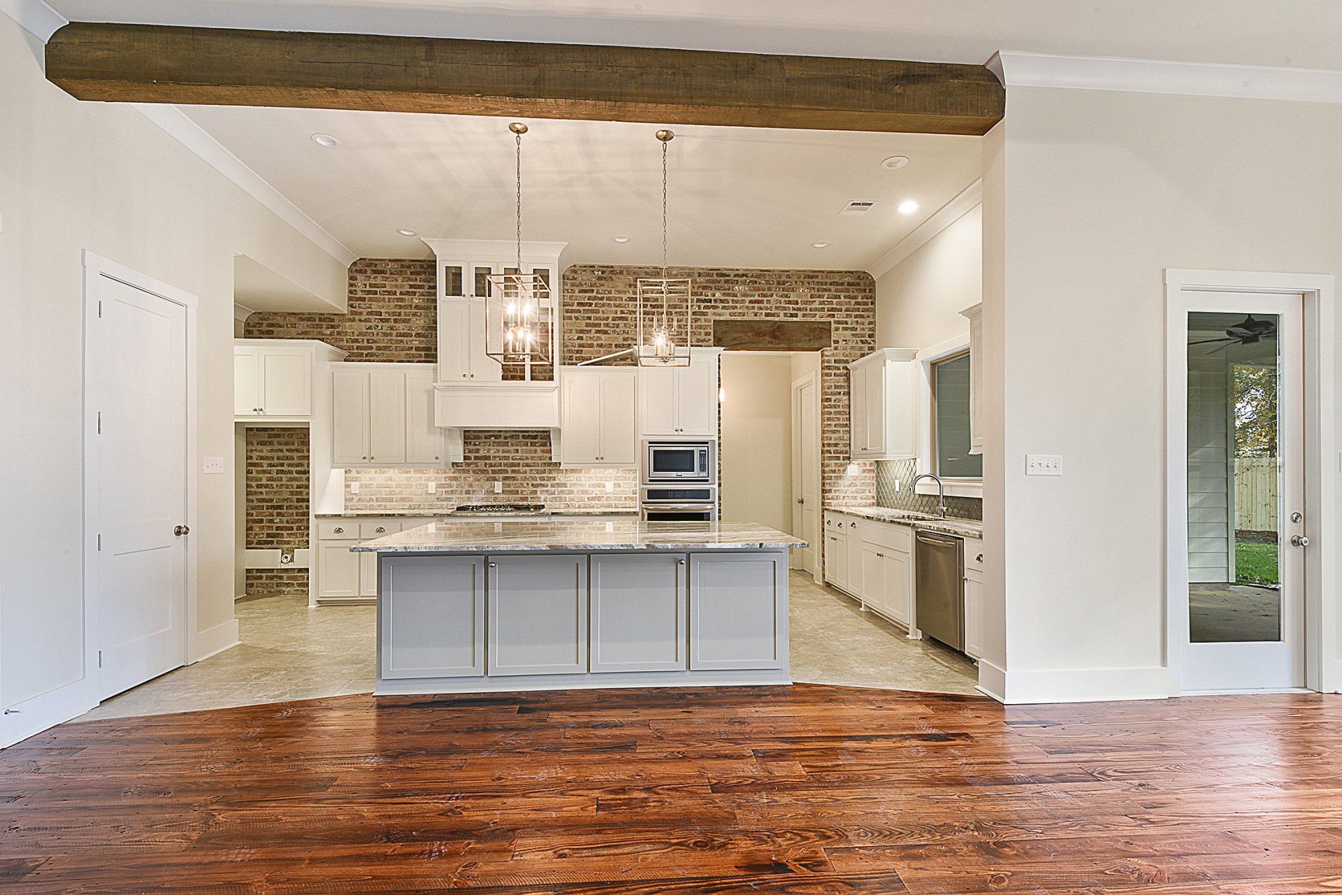 kitchen remodel with wood beams
