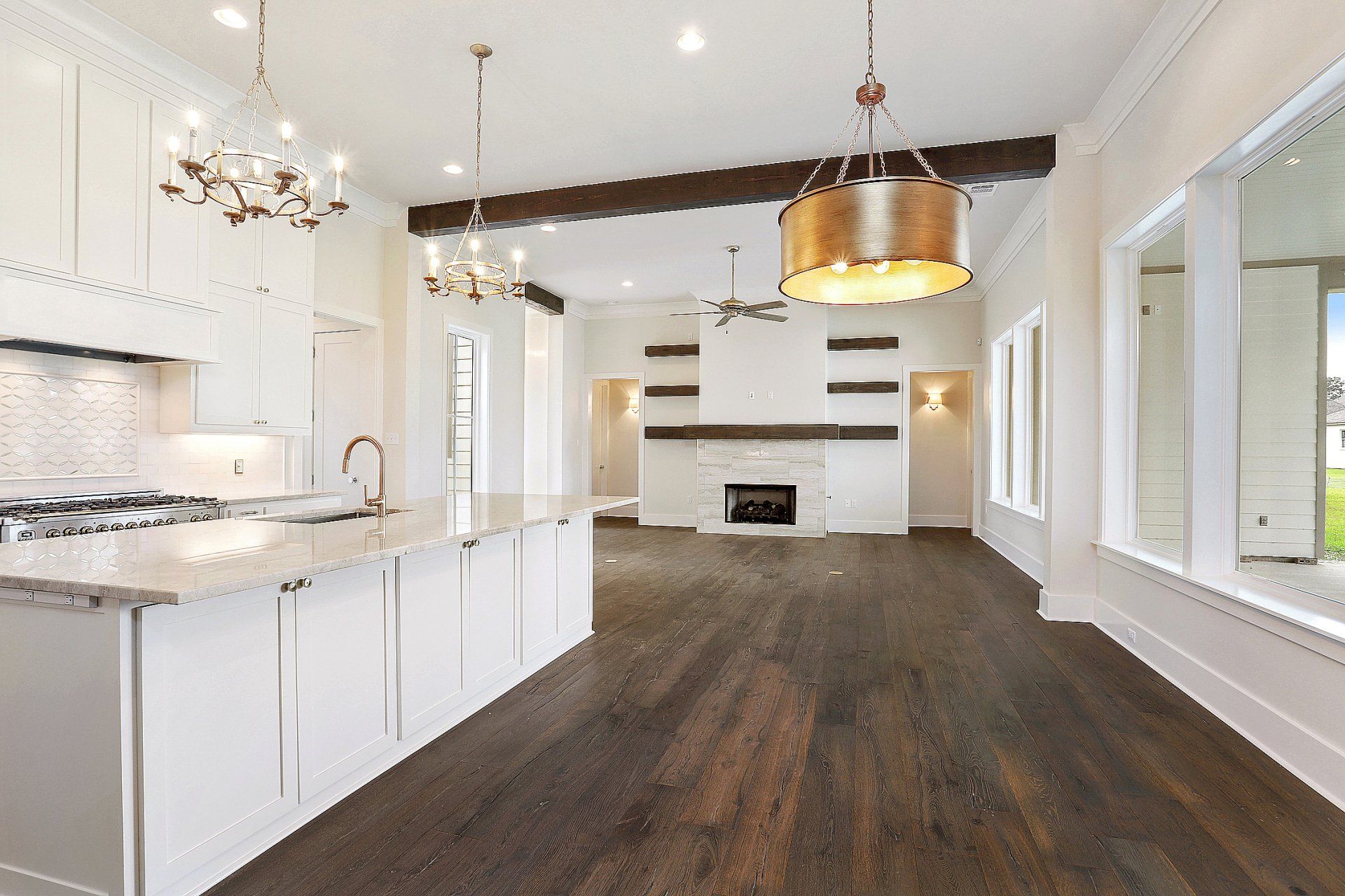 beams and gold fixtures