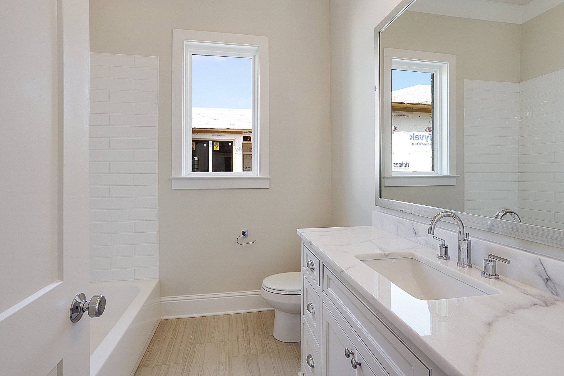 small white bathroom reno