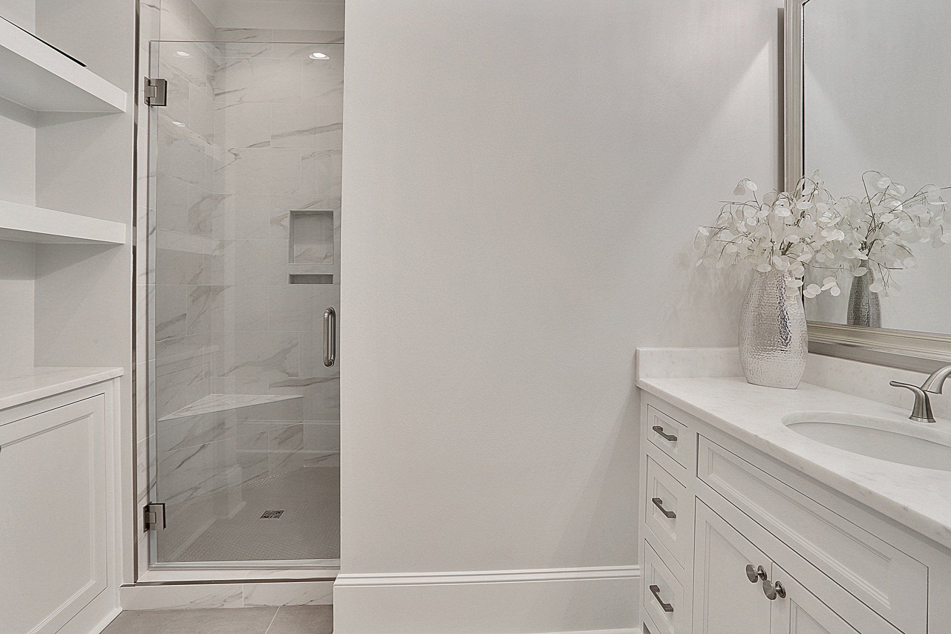 light bathroom with renovated shower