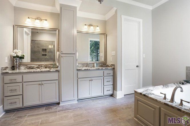 bathroom with two sinks remodeled