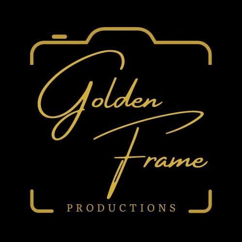 Golden Frame Productions logo: Gold script text within a camera outline on a black background.