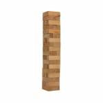 A wooden jenga tower on a white background.