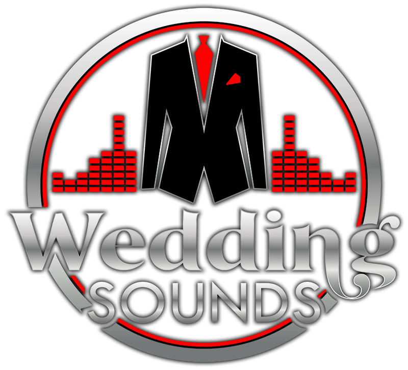 A logo for wedding sounds with a suit and tie