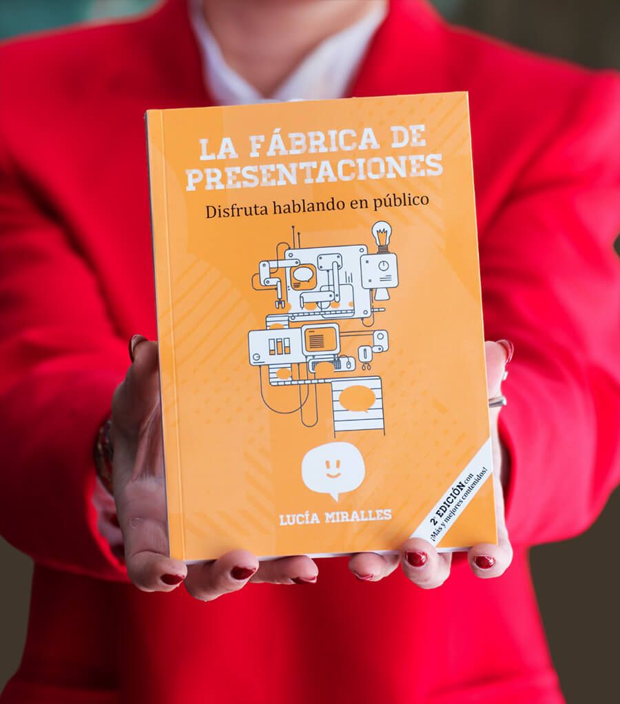 Person in red suit holds book, 