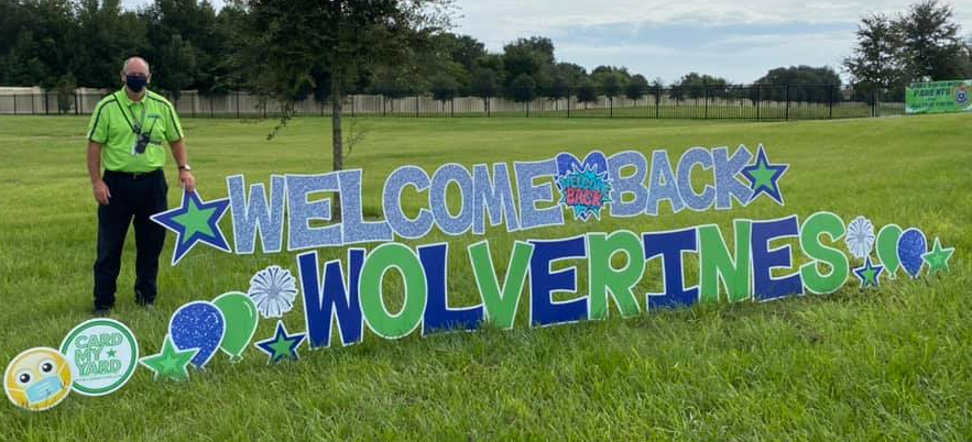 Windermere High School Wolverines welcomes students back to campus with principal, Doug Guthrie.