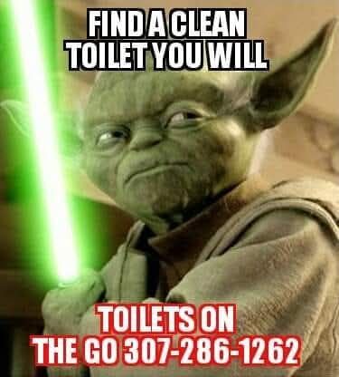 Yoda From Star Wars is Holding a Green Light Saber | Cheyenne, WY | Toilets On The Go, LLC