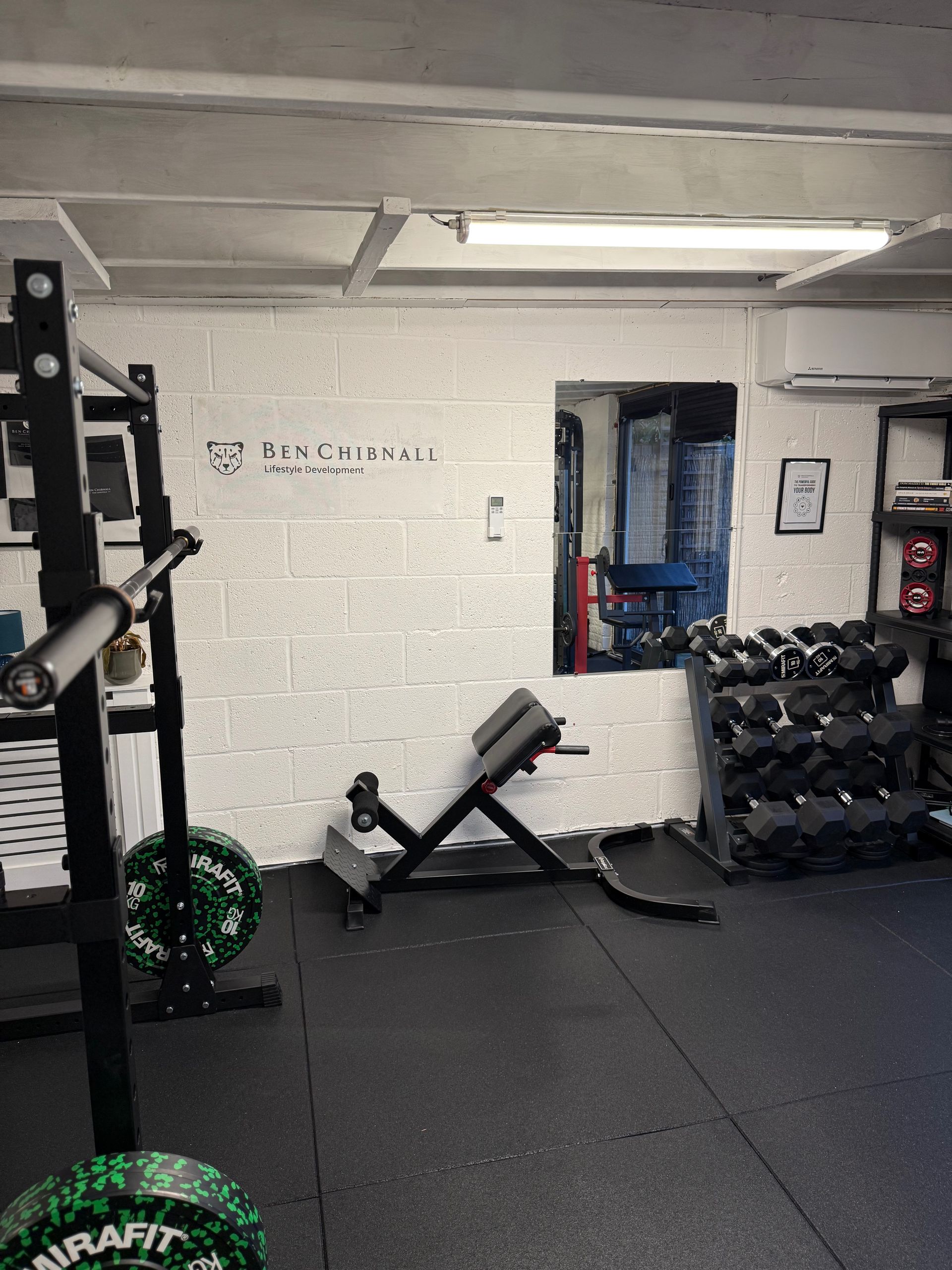 Home gym. Air conditioning. Ben Chibnall. Personal training. Fat loss. body transformations in Marston Moretaine. Fat loss in Woburn. One to one training in Tring, Berkhamsted, Marston Moretaine and Woburn. Top personal training. 