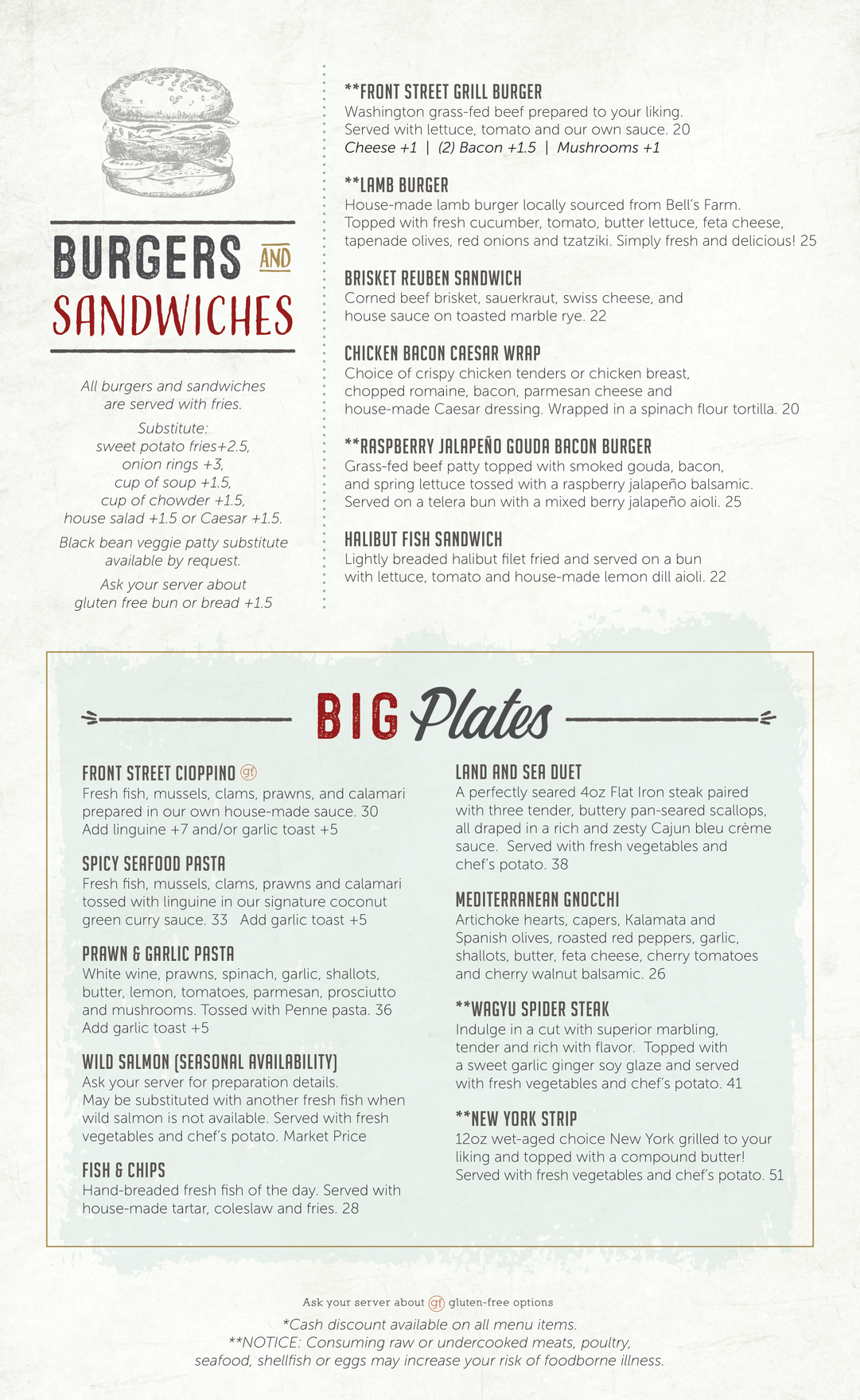 Coupeville Front Street Grill Menu pg 2