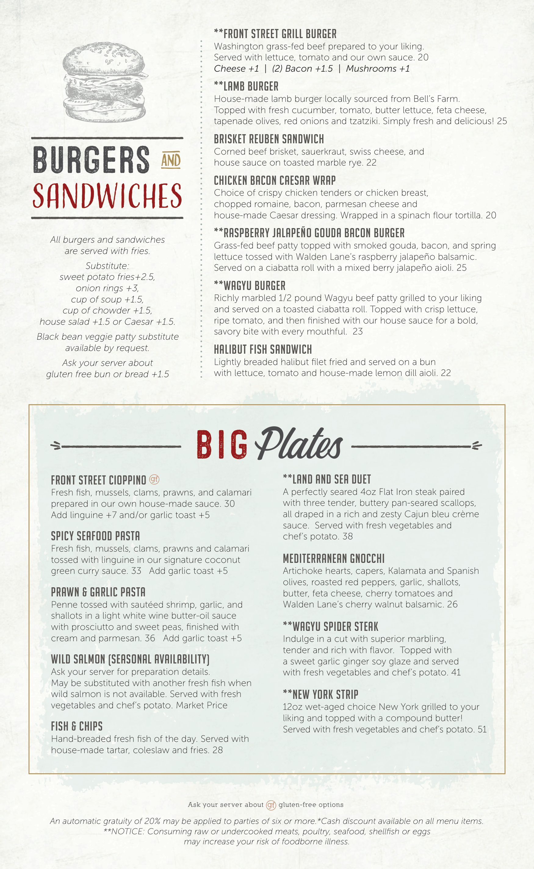 Coupeville Front Street Grill Menu pg 2