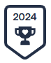 A shield with a trophy and the year 2024 on it.