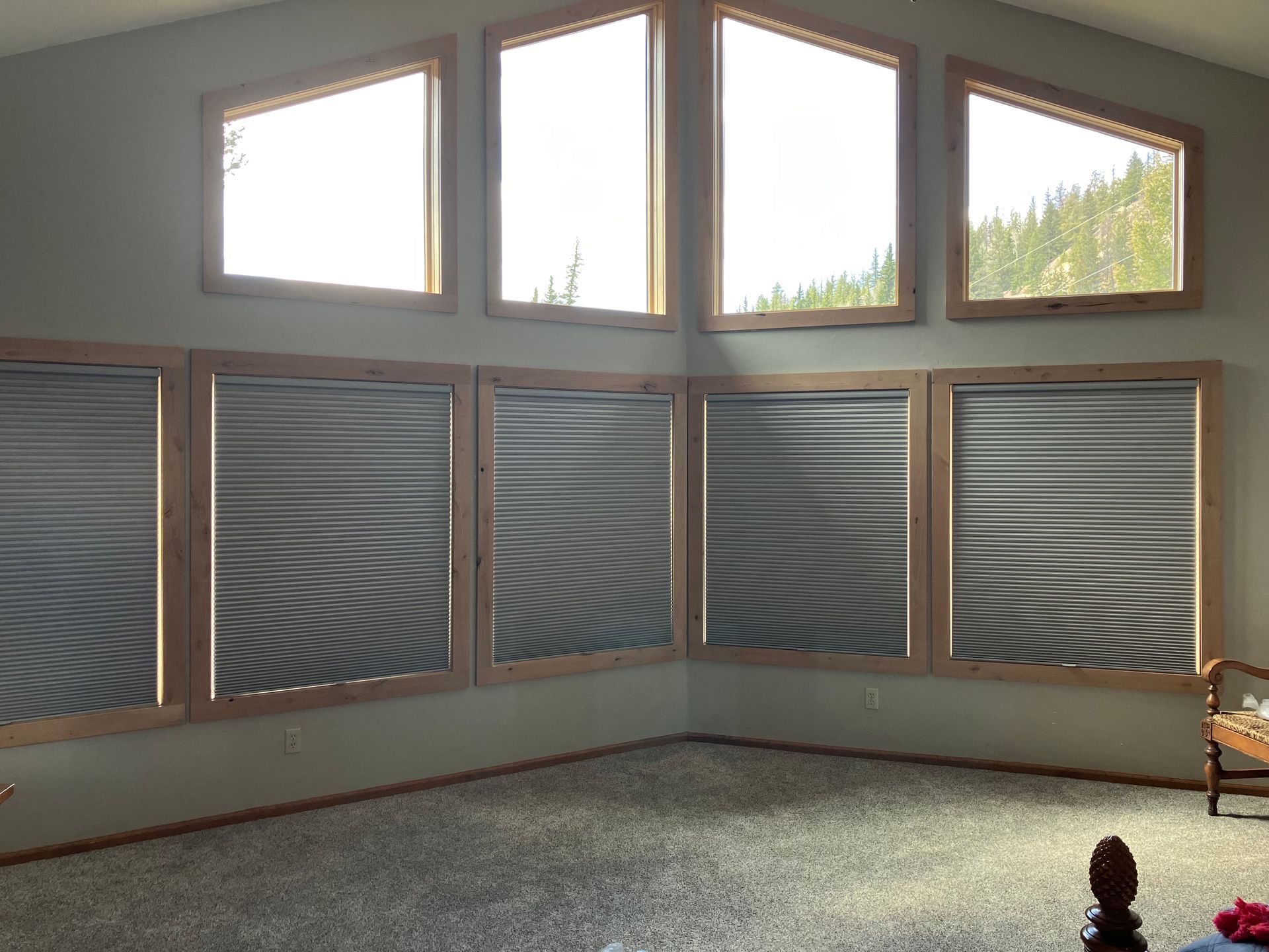 A room with a lot of windows and blinds