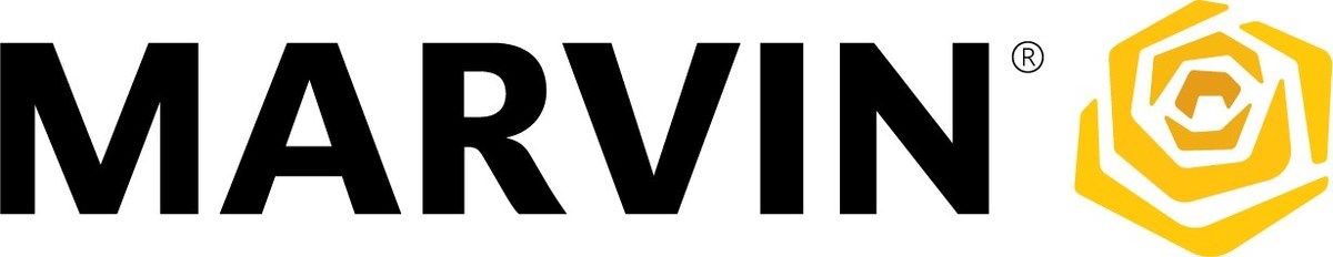 A marvin logo with a yellow hexagon in the middle