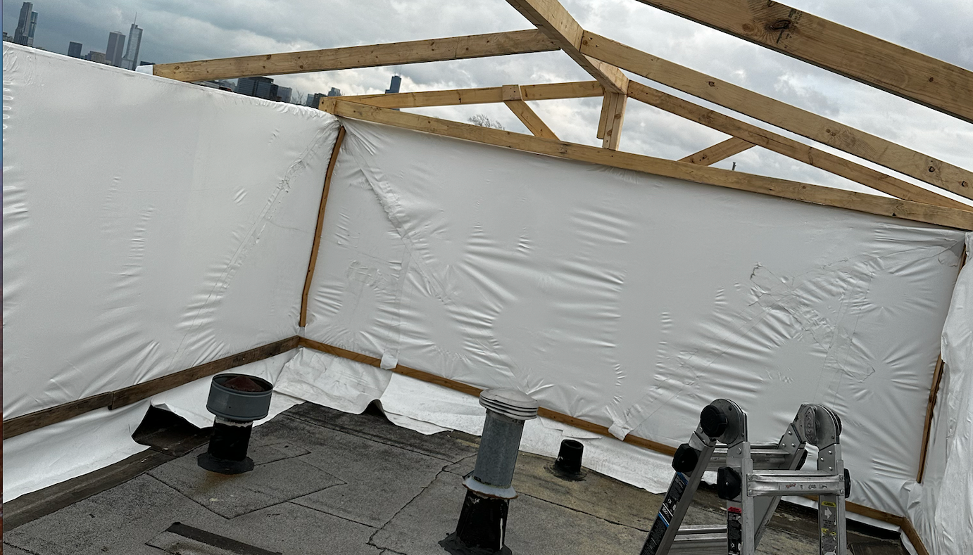 WickRight crew removing mortar from Truss Ends on Rogers Park project 2020