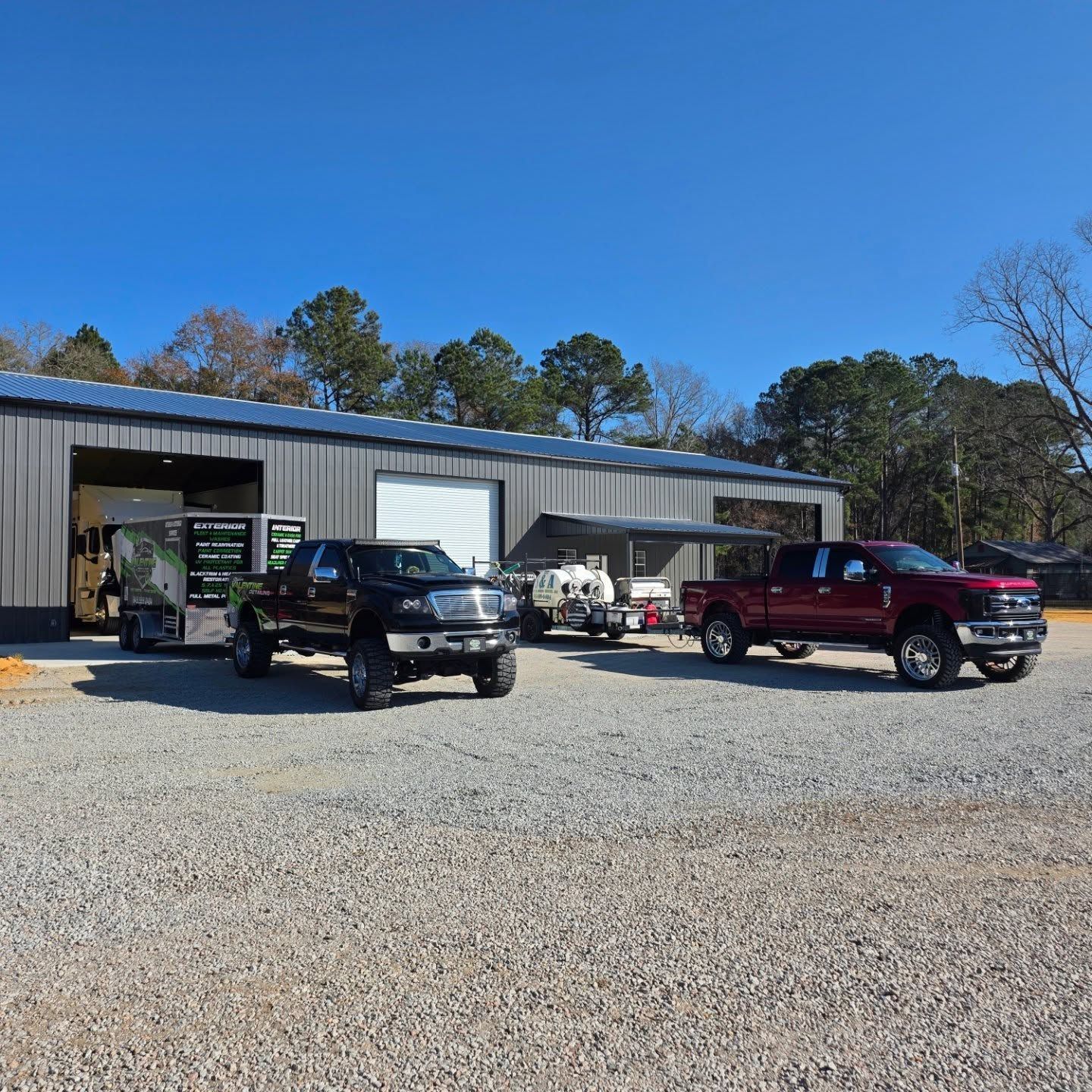 A Large Metal Industrial Building With Truck Parked on the Front — Valentine Detailing LLC in Walterboro, SC