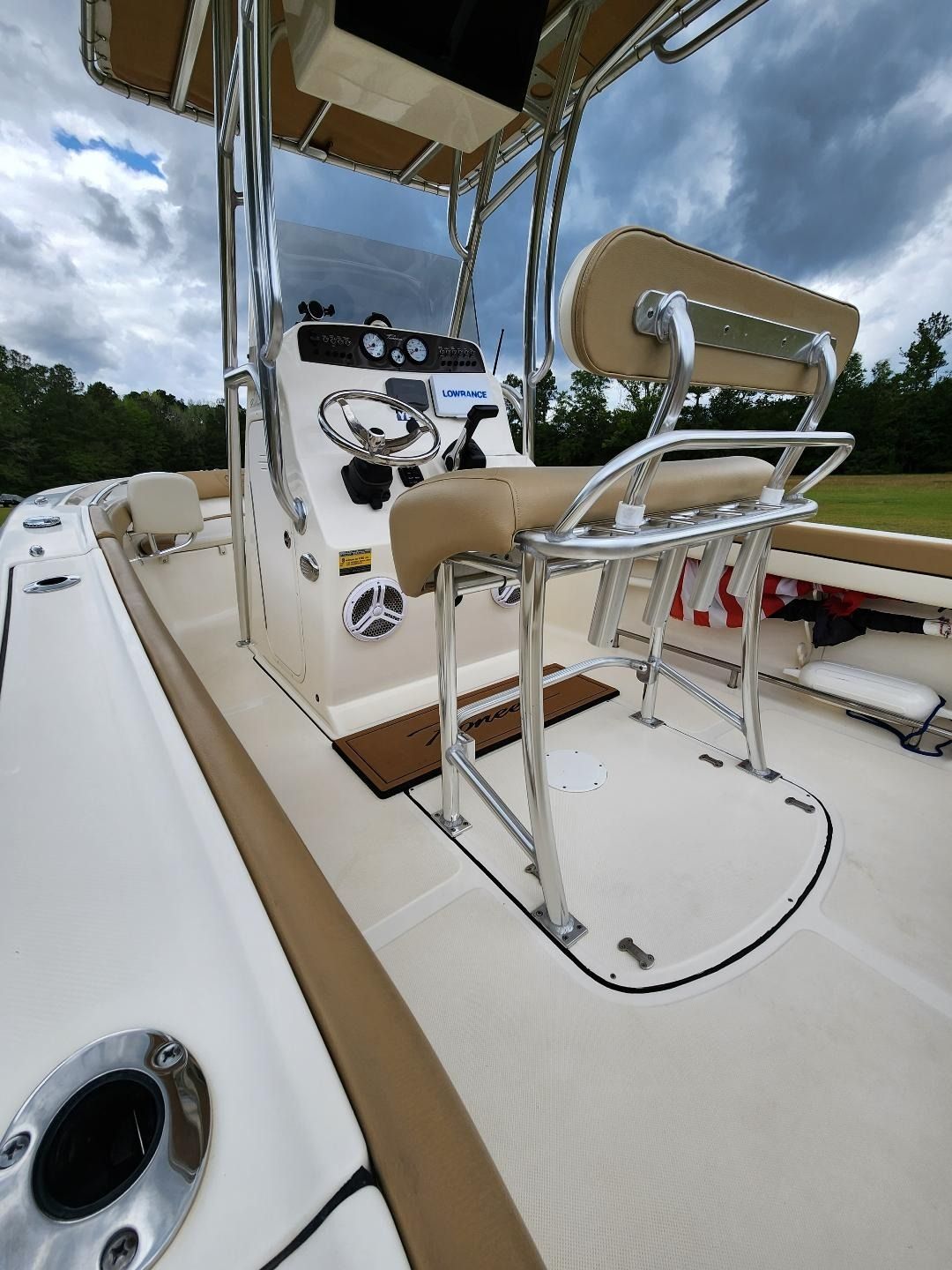 The Center Console and Beige Helm Seat of a Boat — Valentine Detailing LLC in Walterboro, SC