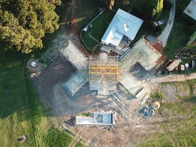 An Aerial View of A House Under Construction in A Field — GMT Builders Pty Ltd in Mittagong, NSW