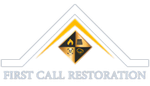 A logo for a company called first call restoration