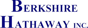 A blue and white logo for berkshire hathaway inc.
